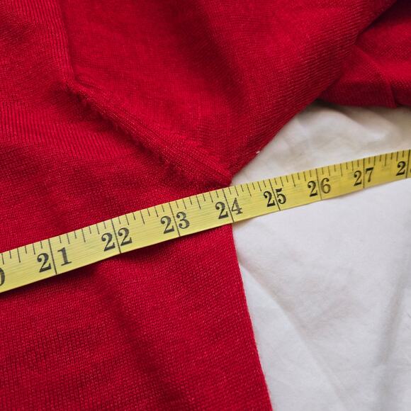 Neiman Marcus Exclusive Sweater Size L Merino Wool Red Quarter Button Pullover - Picture 7 of 12